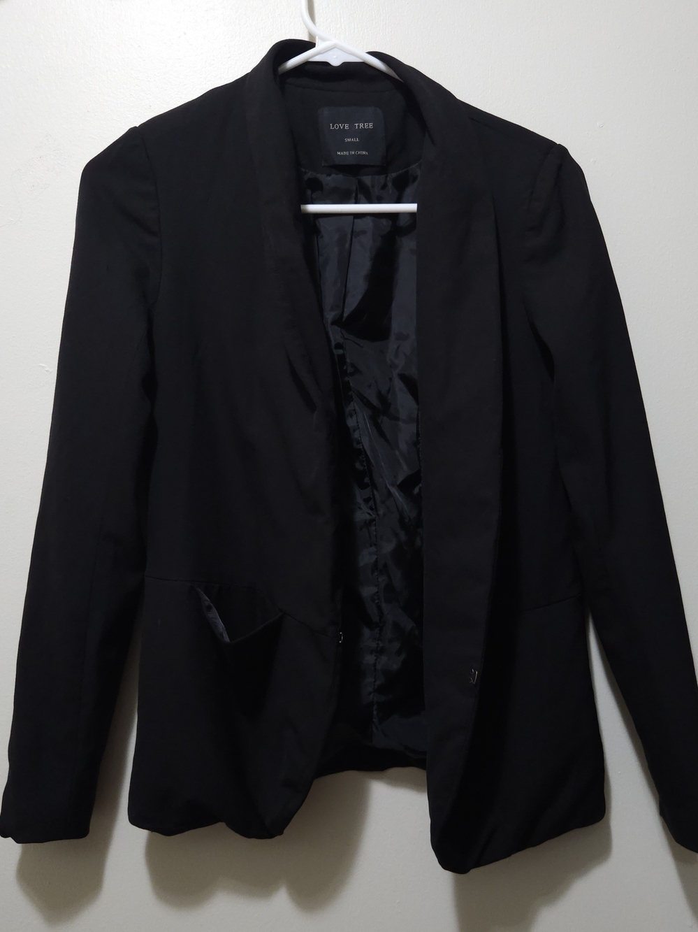 Love Tree Black Open-Front Women's Blazer